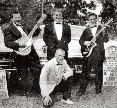 Steve James (aka Steve Fradkin), Frankie Mento (aka Frank Chiumento), Mike Kaye (aka Mike Konowitz) and James K. "Hap" Snow in Mattapoisett, Massachusetts in 1962